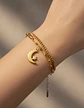 Pulsera De Acero Para Mujer Dije Luna Estrella Doble Cadena - Miniatura 2