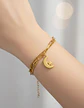 Pulsera De Acero Para Mujer Dije Luna Estrella Doble Cadena - Miniatura 8