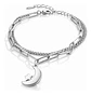 Pulsera De Acero Para Mujer Dije Luna Estrella Doble Cadena - Miniatura 10