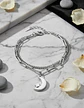 Pulsera De Acero Para Mujer Dije Luna Estrella Doble Cadena - Miniatura 11