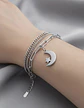 Pulsera De Acero Para Mujer Dije Luna Estrella Doble Cadena - Miniatura 12