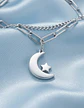 Pulsera De Acero Para Mujer Dije Luna Estrella Doble Cadena - Miniatura 15