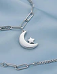 Pulsera De Acero Para Mujer Dije Luna Estrella Doble Cadena - Miniatura 16