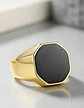Anillo Octagonal Para Hombre Y Mujer Color Oro De Acero - Miniatura 6