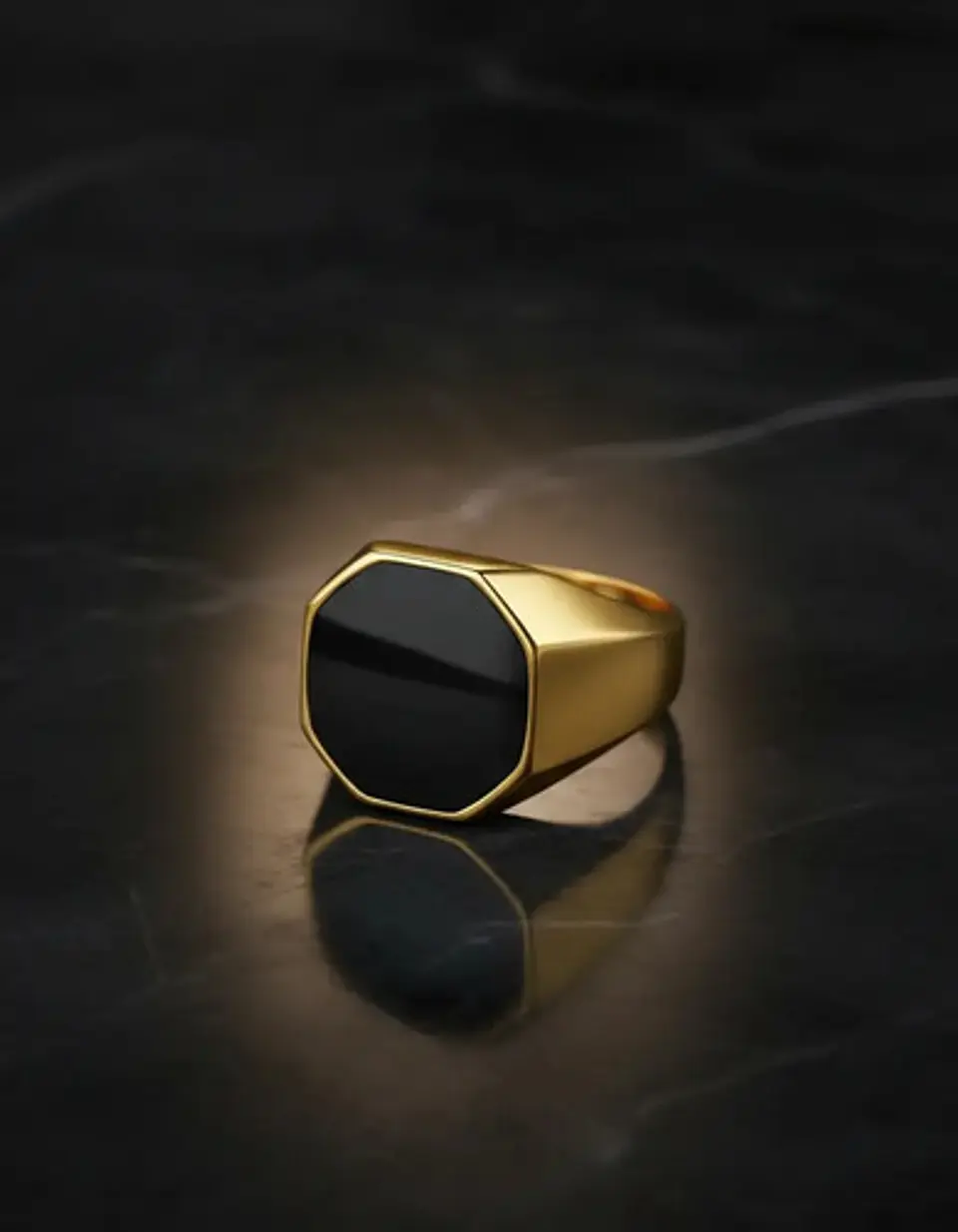 Anillo Octagonal Para Hombre Y Mujer Color Oro De Acero 10