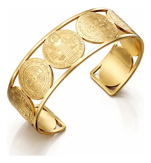 Pulsera Para Hombre Y Mujer Brazalete Medallas De San Benito