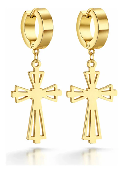 Aretes Para Hombres Mujeres Pendientes Cruz Gótica De Acero