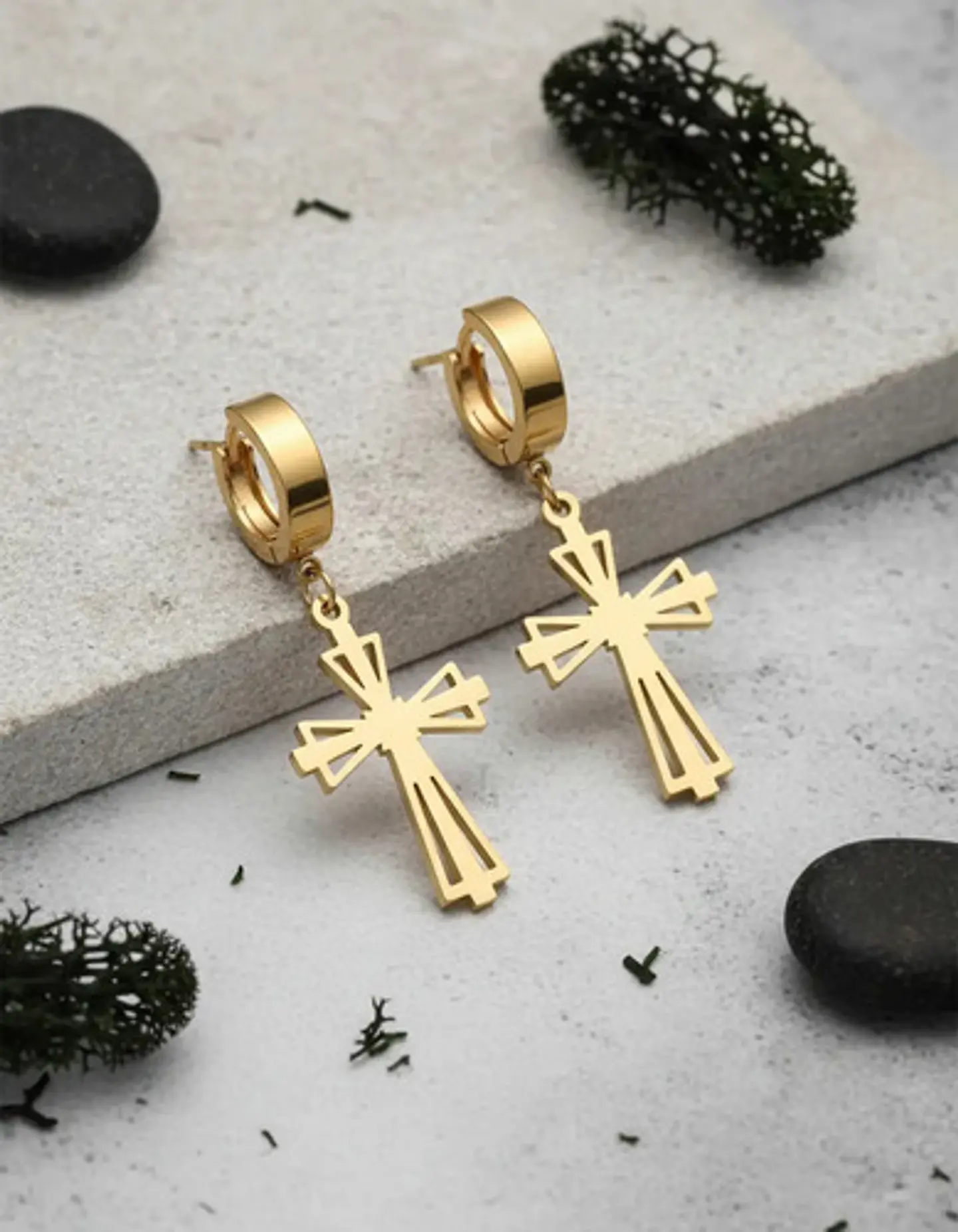 Aretes Para Hombres Mujeres Pendientes Cruz Gótica De Acero 3