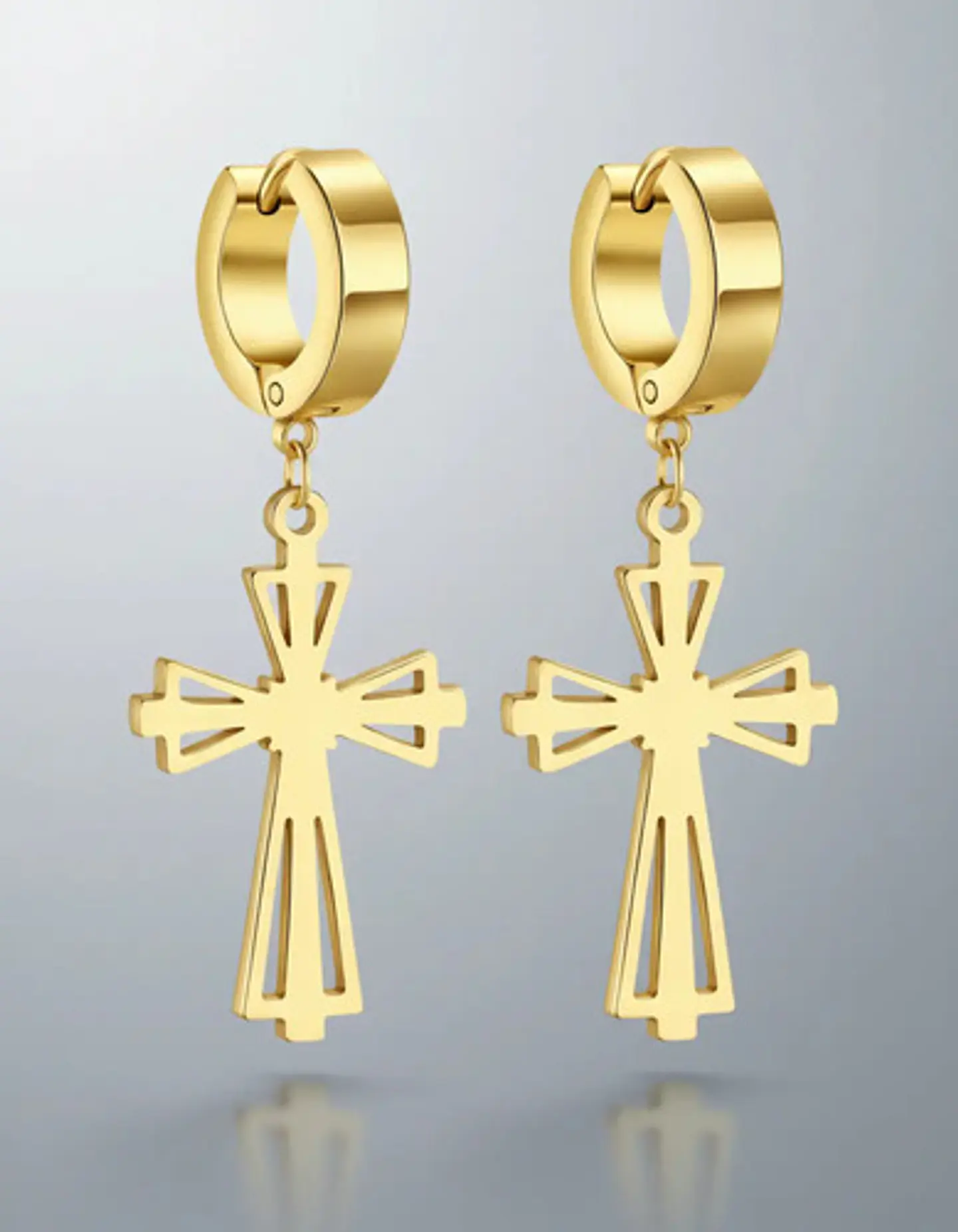 Aretes Para Hombres Mujeres Pendientes Cruz Gótica De Acero 7