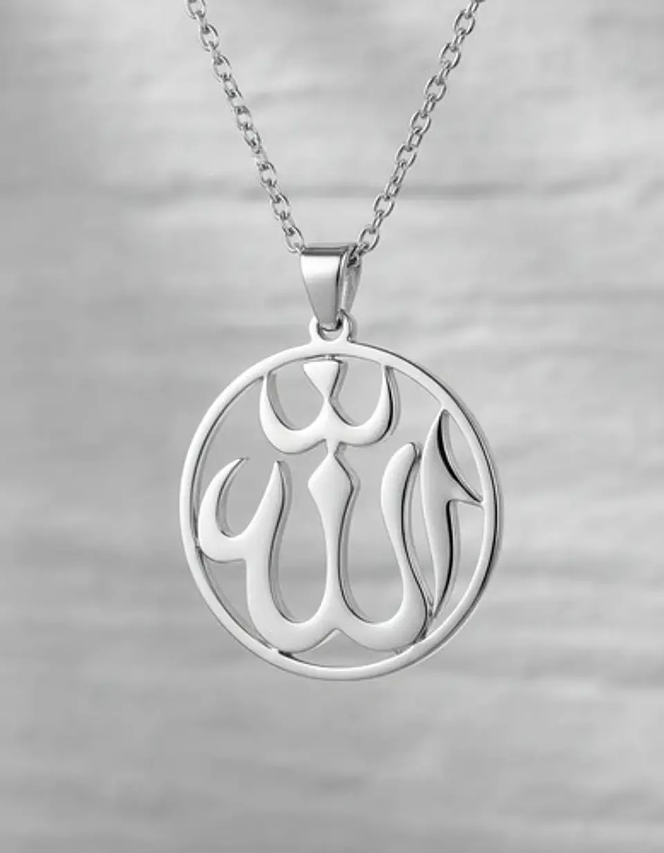 Collar Acero Para Hombre Y Mujer Dije Circular Allah Árabe 11