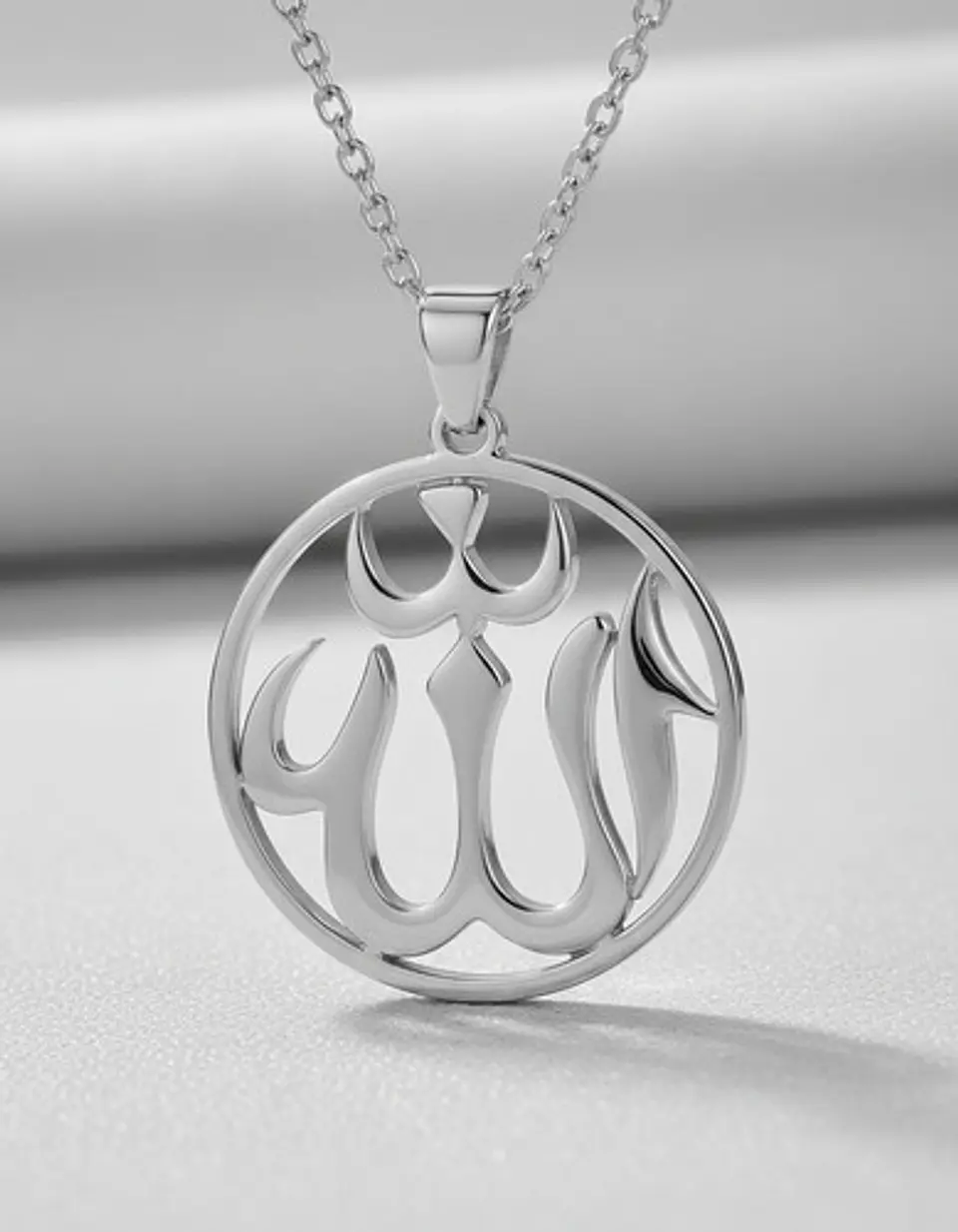 Collar Acero Para Hombre Y Mujer Dije Circular Allah Árabe 14
