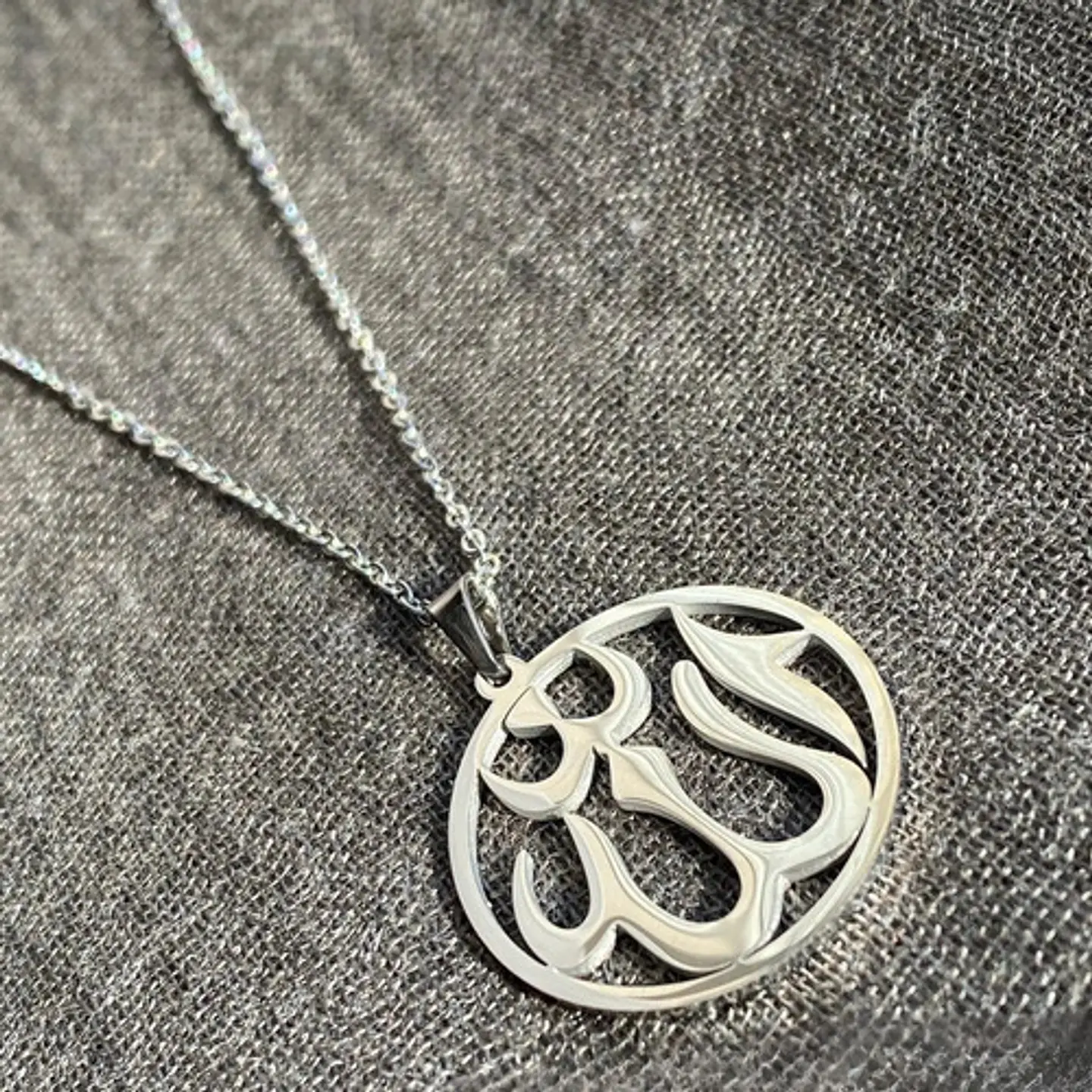 Collar Acero Para Hombre Y Mujer Dije Circular Allah Árabe 16