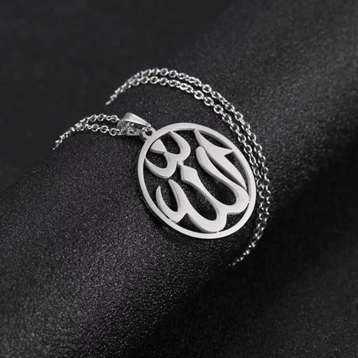 Collar Acero Para Hombre Y Mujer Dije Circular Allah Árabe 18