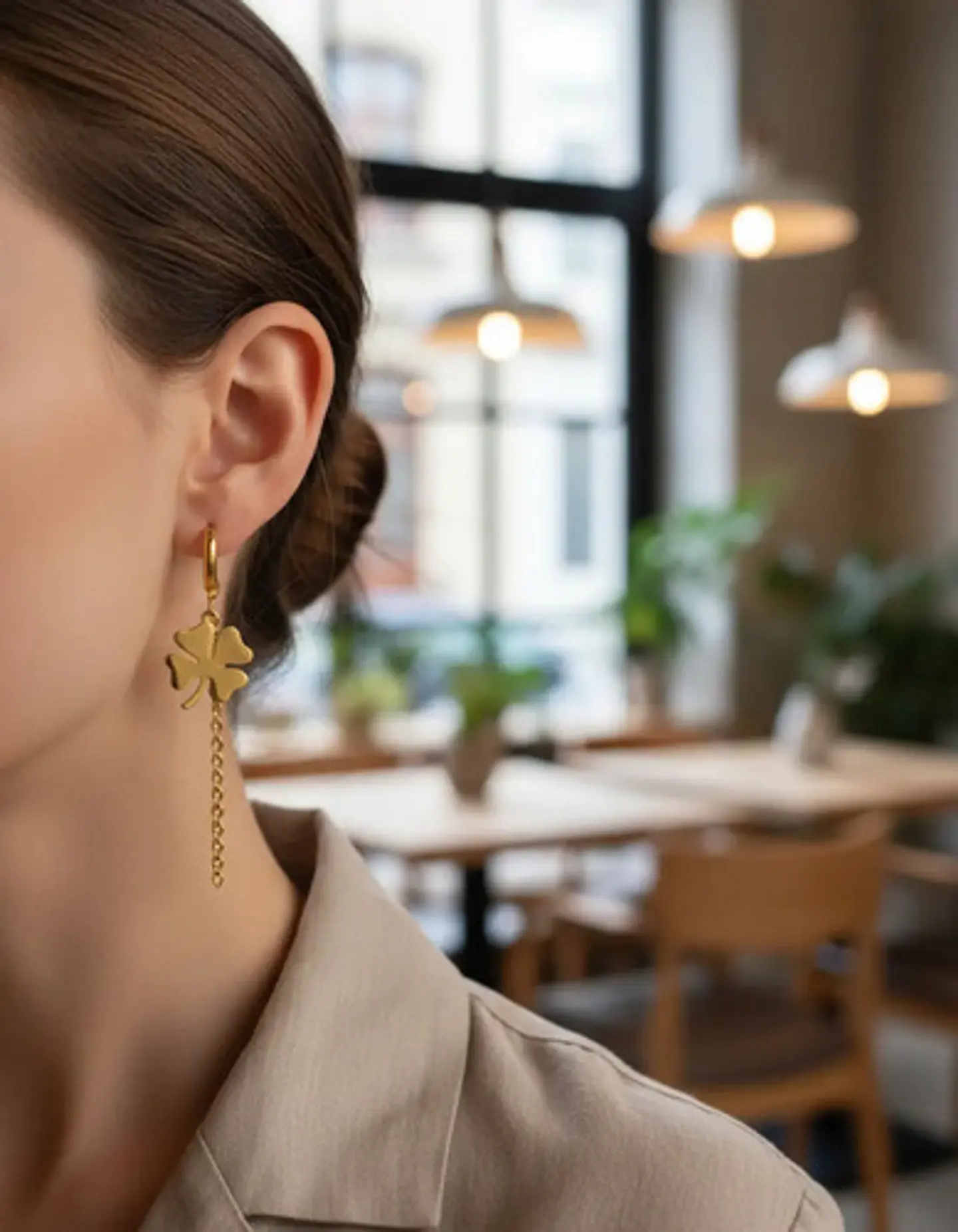 Aretes Para Hombres Mujeres Pendientes Trébol De La Suerte 3