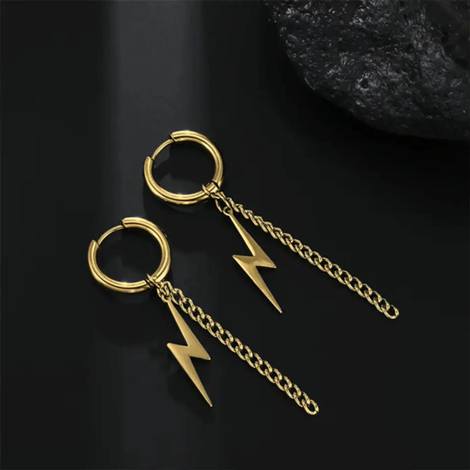 Aretes Para Hombre Y Mujer Pendientes Relámpago Con Cadena 8
