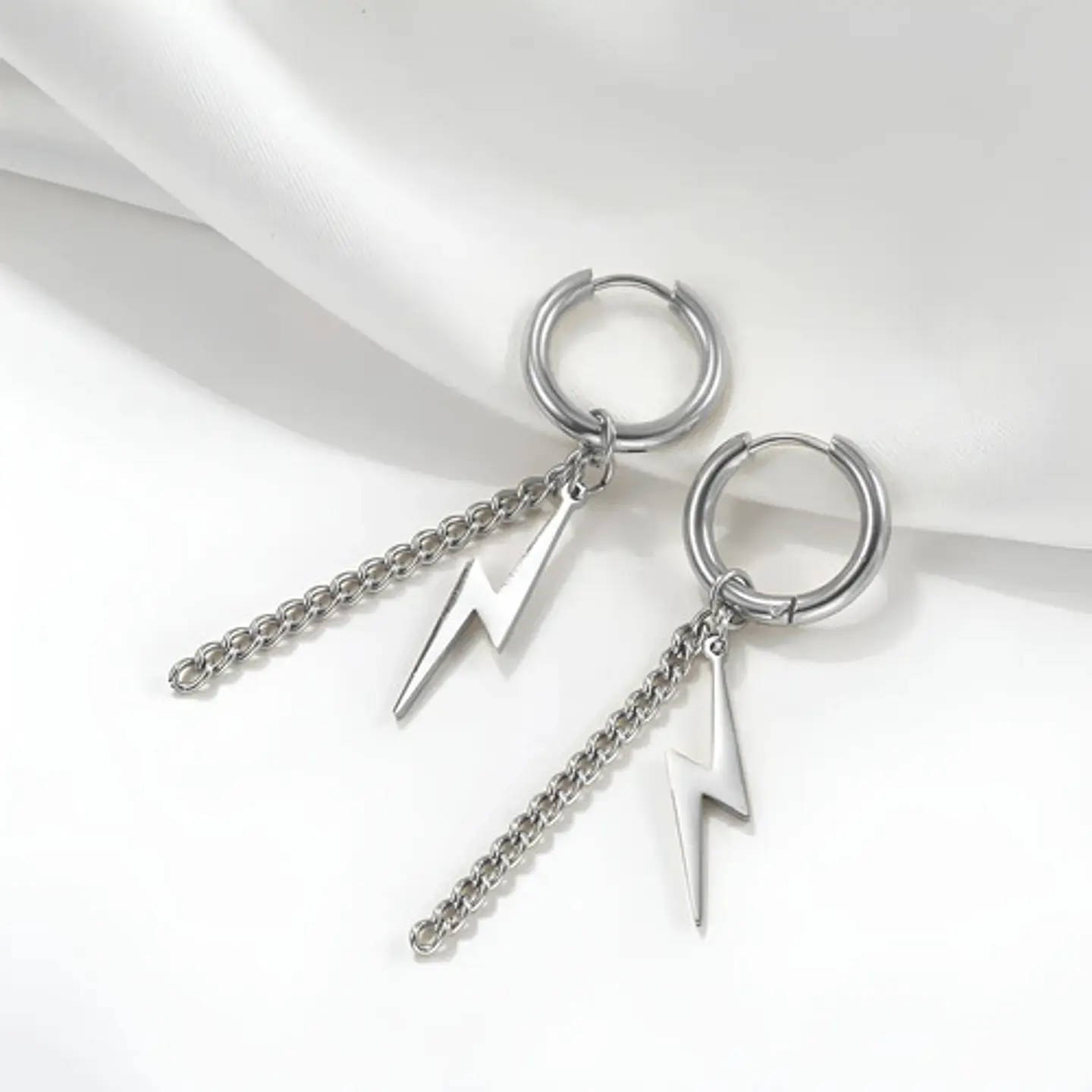 Aretes Para Hombre Y Mujer Pendientes Relámpago Con Cadena 10