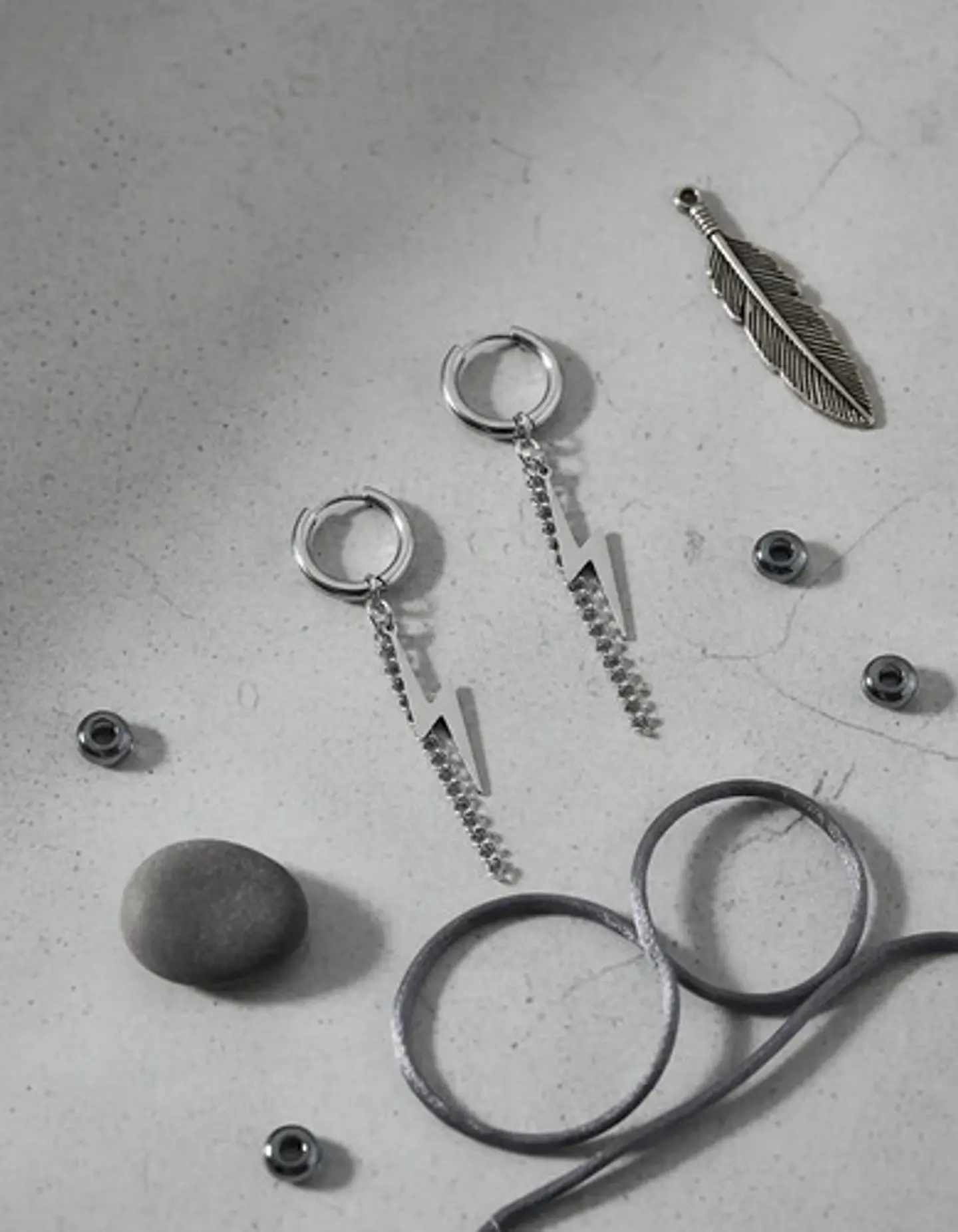Aretes Para Hombre Y Mujer Pendientes Relámpago Con Cadena 11