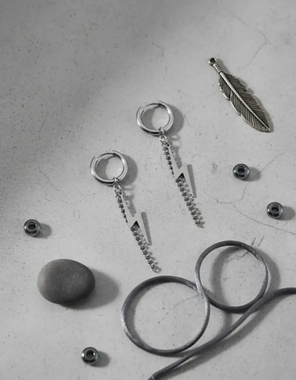 Aretes Para Hombre Y Mujer Pendientes Relámpago Con Cadena 11