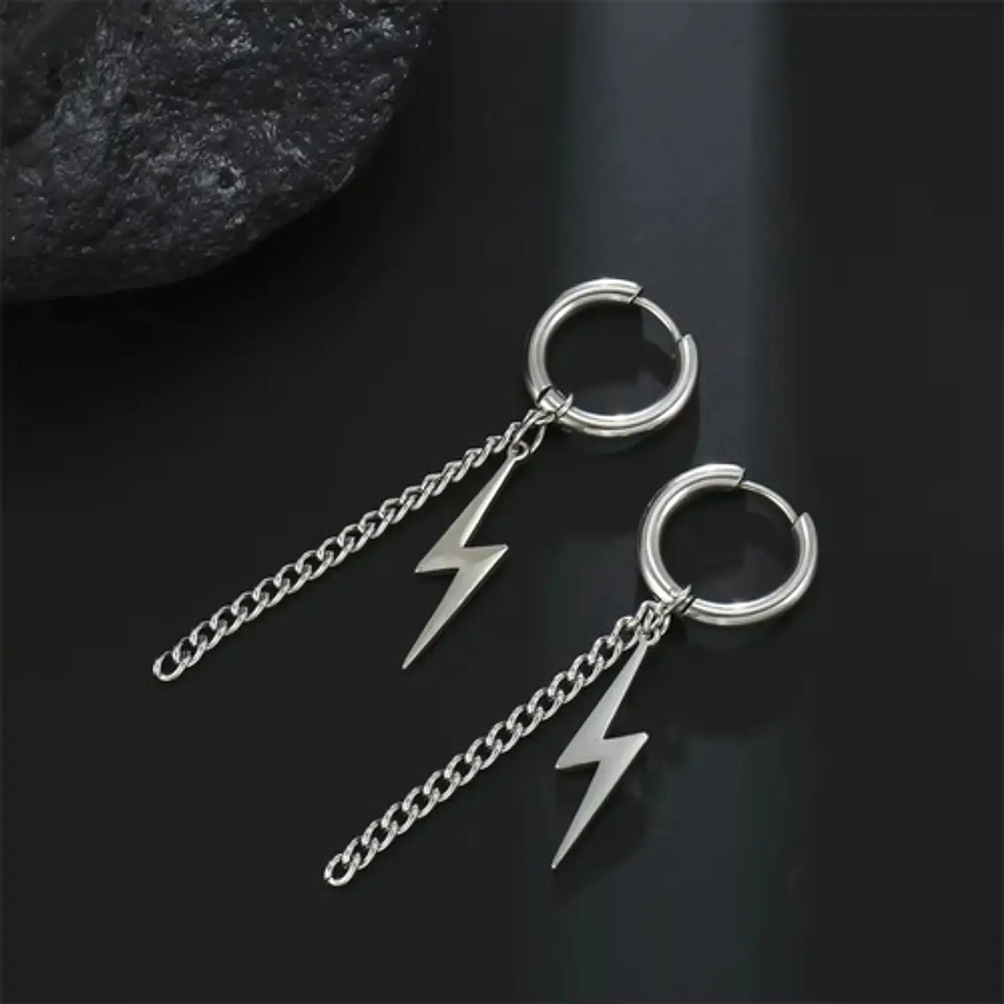 Aretes Para Hombre Y Mujer Pendientes Relámpago Con Cadena 12