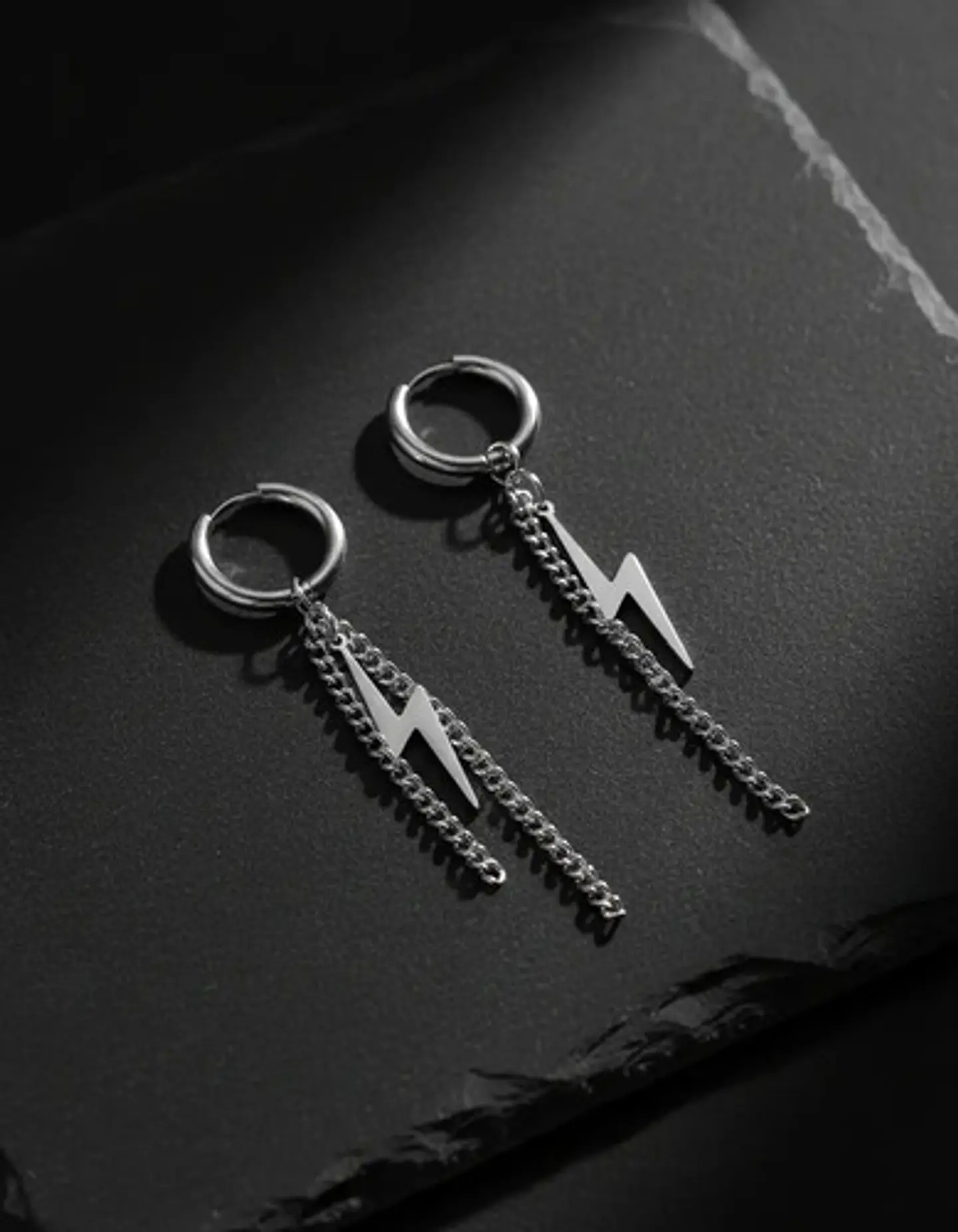 Aretes Para Hombre Y Mujer Pendientes Relámpago Con Cadena 13