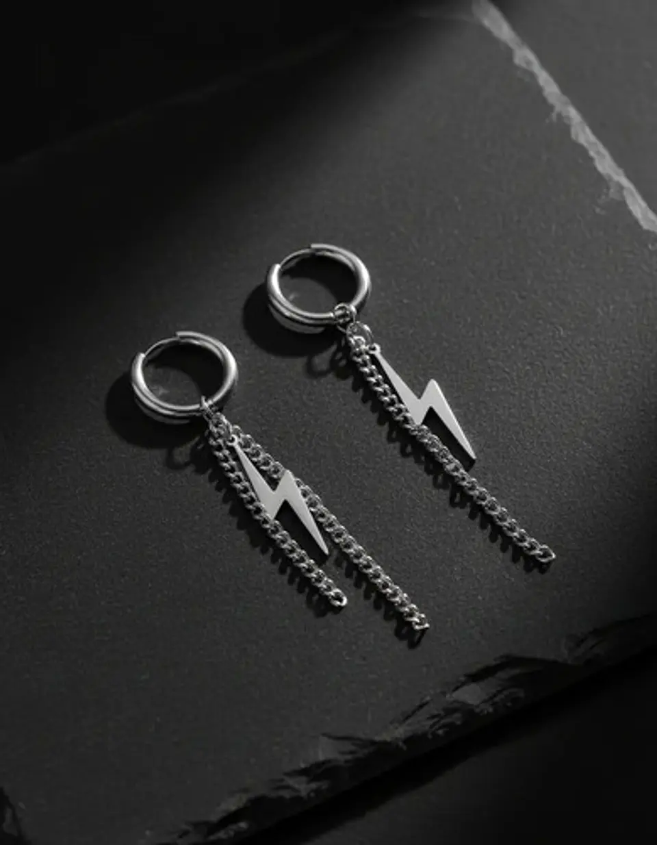 Aretes Para Hombre Y Mujer Pendientes Relámpago Con Cadena 13