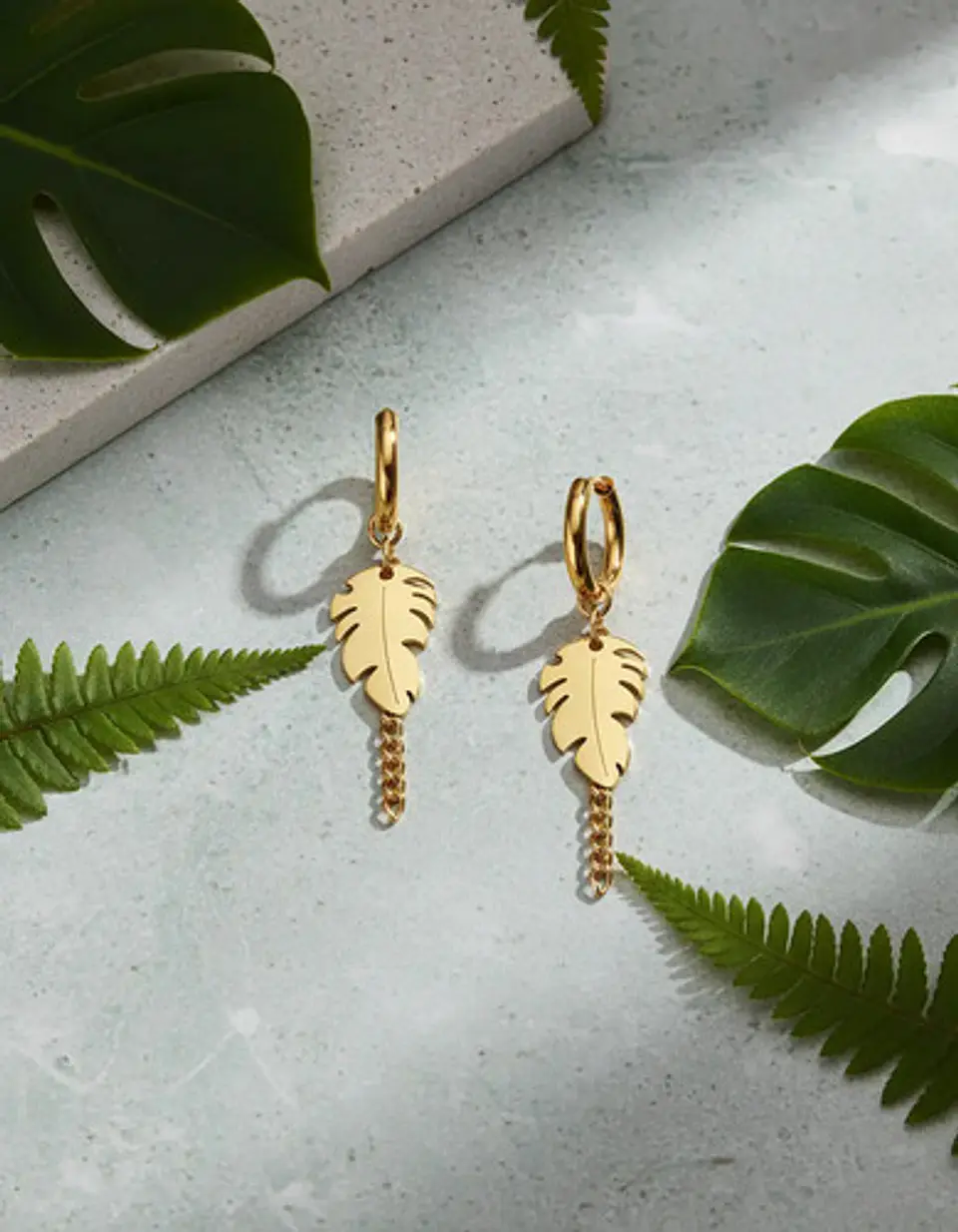 Aretes Urbanos Para Hombre Mujer Pendientes Hoja Con Cadena 2