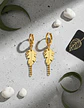 Aretes Urbanos Para Hombre Mujer Pendientes Hoja Con Cadena - Miniatura 6