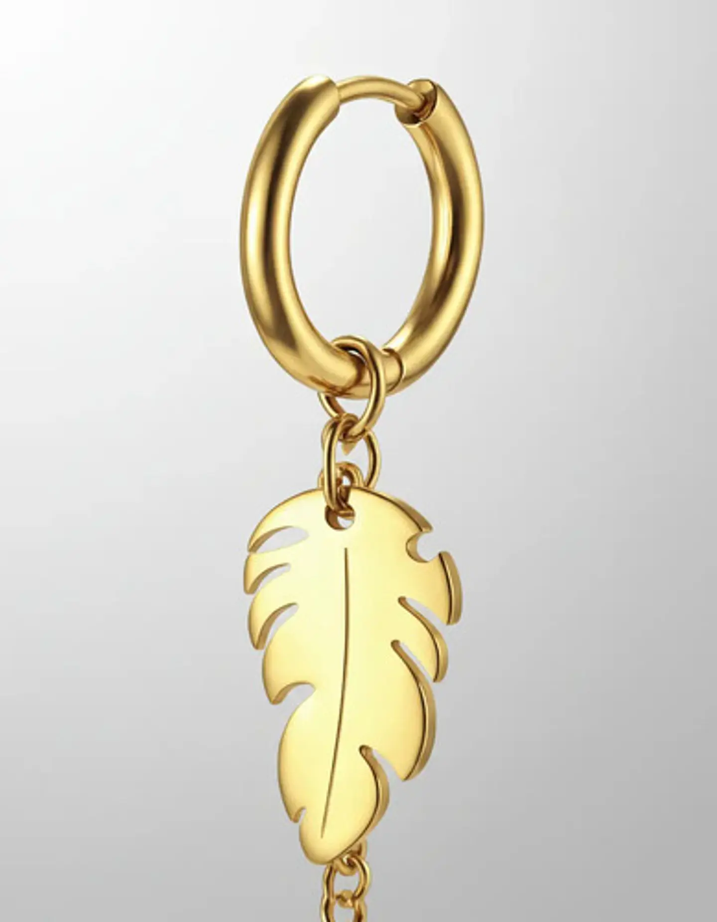 Aretes Urbanos Para Hombre Mujer Pendientes Hoja Con Cadena 7