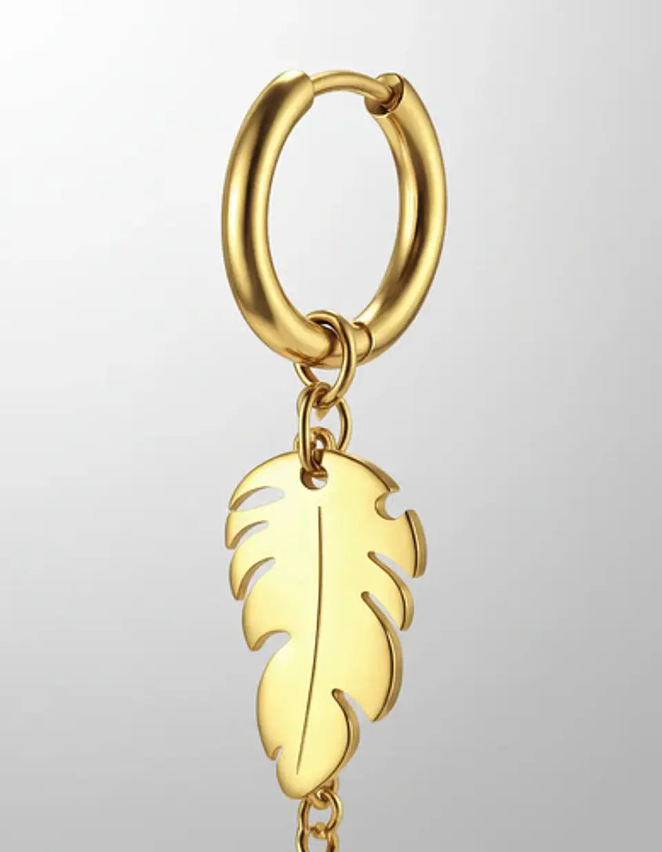 Aretes Urbanos Para Hombre Mujer Pendientes Hoja Con Cadena 7