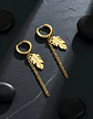Aretes Urbanos Para Hombre Mujer Pendientes Hoja Con Cadena - Miniatura 9