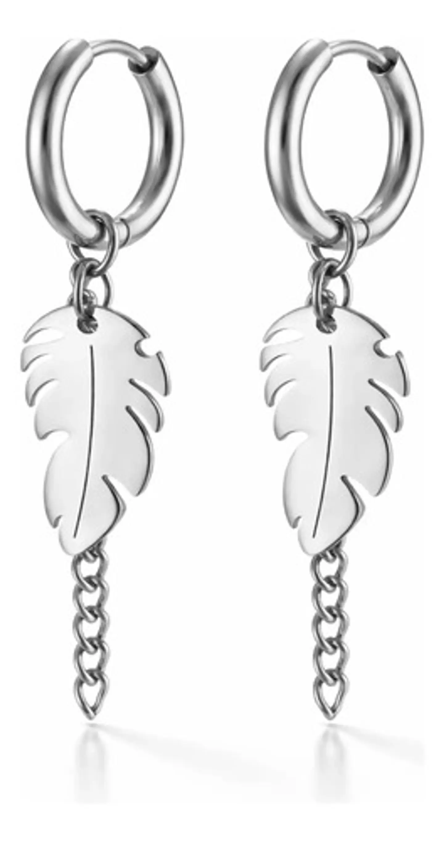 Aretes Urbanos Para Hombre Mujer Pendientes Hoja Con Cadena 10