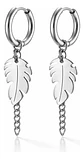 Aretes Urbanos Para Hombre Mujer Pendientes Hoja Con Cadena - Miniatura 10