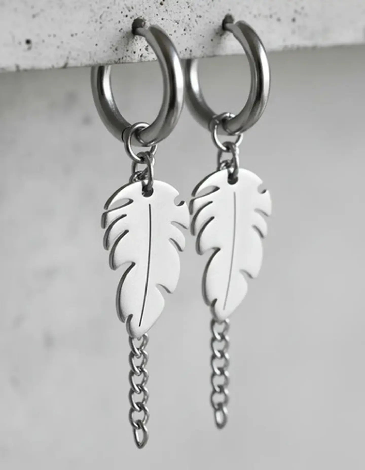 Aretes Urbanos Para Hombre Mujer Pendientes Hoja Con Cadena 11