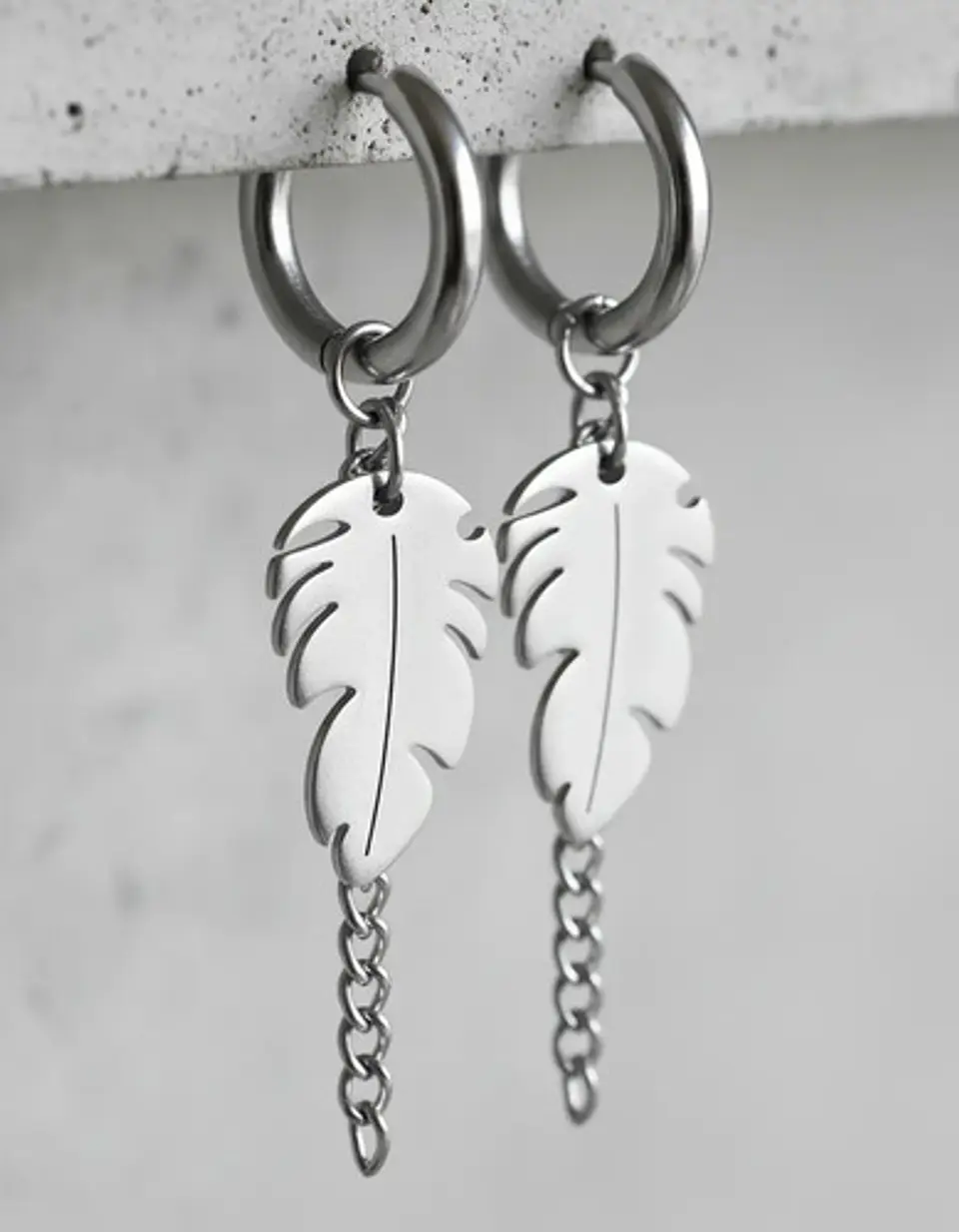 Aretes Urbanos Para Hombre Mujer Pendientes Hoja Con Cadena 11