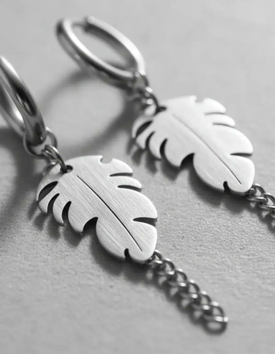 Aretes Urbanos Para Hombre Mujer Pendientes Hoja Con Cadena 12