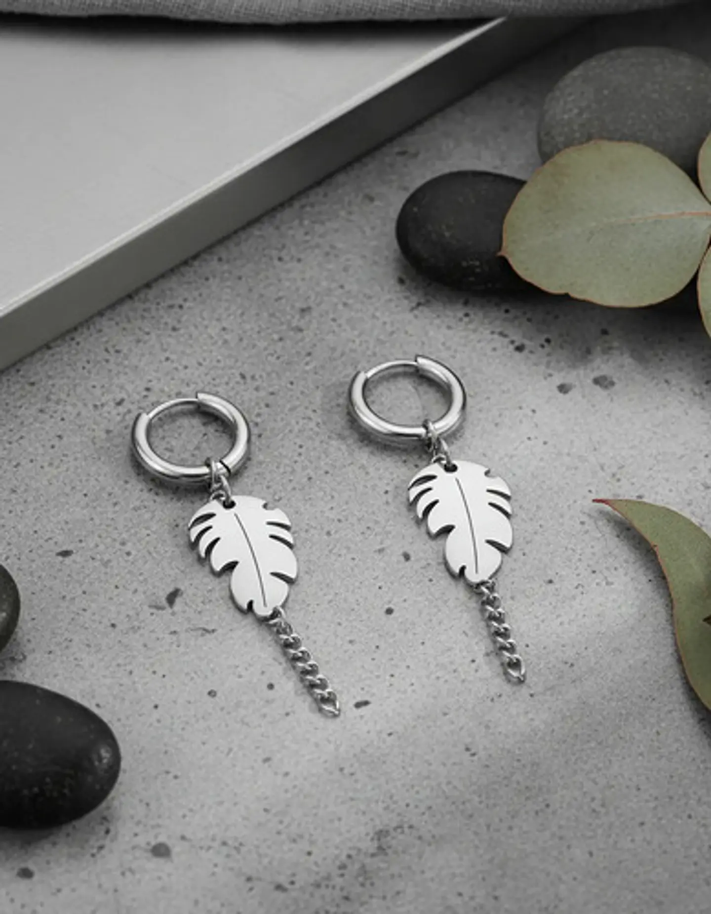 Aretes Urbanos Para Hombre Mujer Pendientes Hoja Con Cadena 13