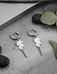 Aretes Urbanos Para Hombre Mujer Pendientes Hoja Con Cadena - Miniatura 13