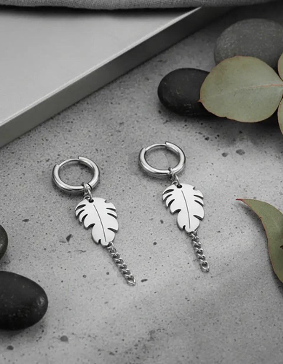 Aretes Urbanos Para Hombre Mujer Pendientes Hoja Con Cadena 13