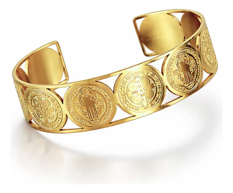 Pulsera Brazalete Para Mujer Múltiple Medallas De San Benito