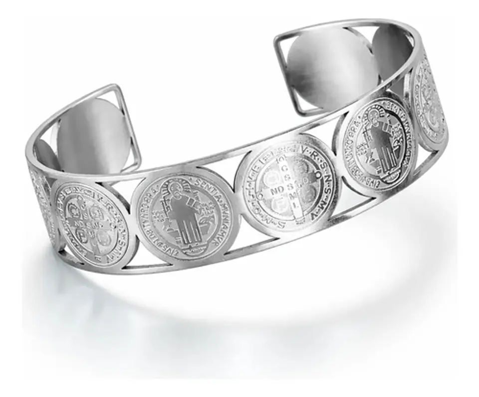 Pulsera Brazalete Para Mujer Múltiple Medallas De San Benito 9