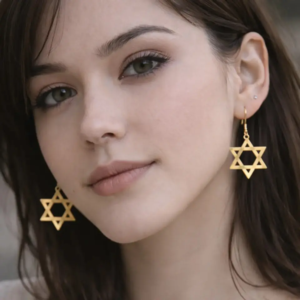 Aretes Para Mujeres Pendientes Estrella De David De Acero 5
