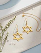 Aretes Para Mujeres Pendientes Estrella De David De Acero - Miniatura 6
