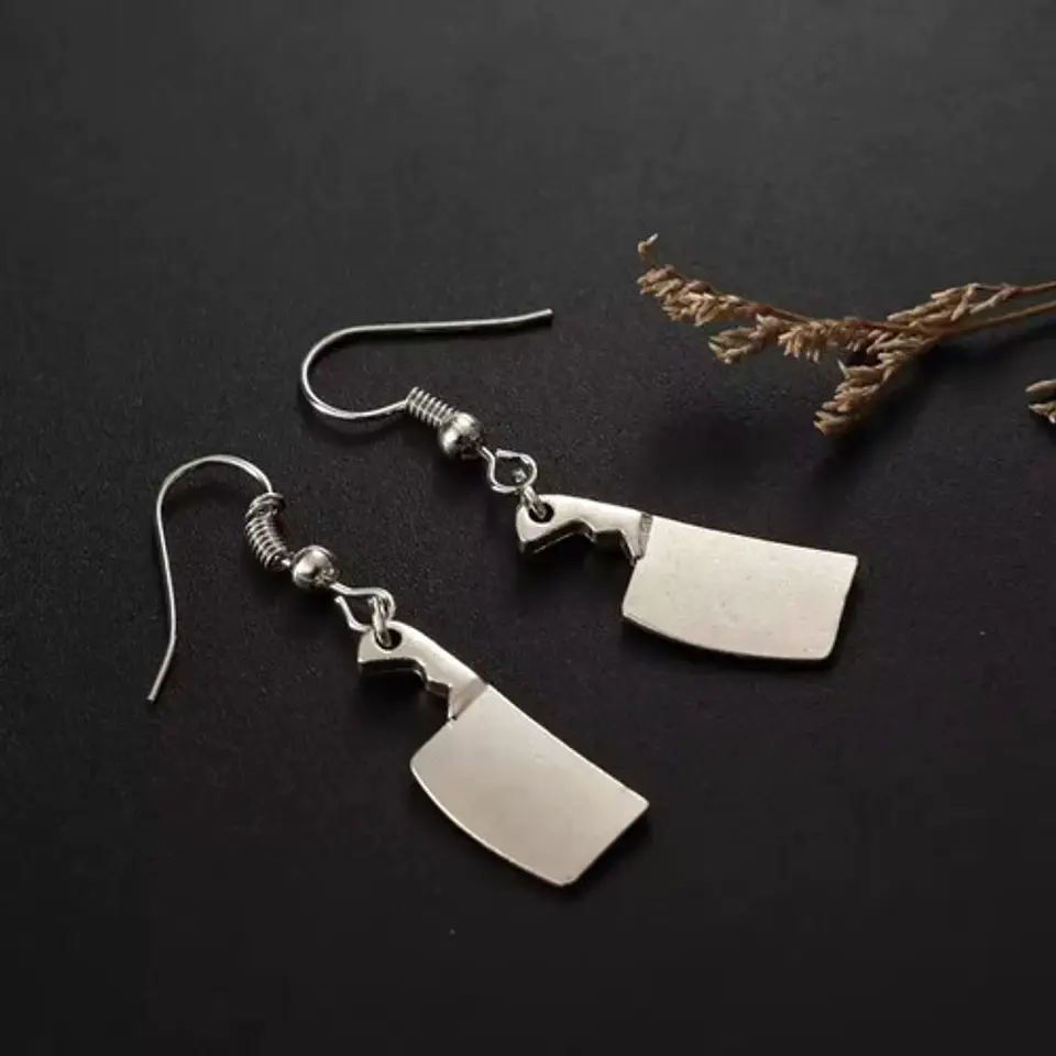 Aretes Para Hombre Mujer Pendientes Punk Cuchillo Carnicero 7