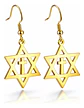 Aretes Para Mujeres Pendientes Estrella De David Con Cruz - Miniatura 1