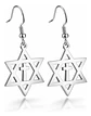 Aretes Para Mujeres Pendientes Estrella De David Con Cruz - Miniatura 10
