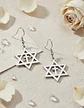 Aretes Para Mujeres Pendientes Estrella De David Con Cruz - Miniatura 12