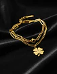 Pulsera Cadenas De Acero Para Mujer Dije Trébol De La Suerte - Miniatura 5