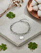 Pulsera Cadenas De Acero Para Mujer Dije Trébol De La Suerte - Miniatura 13