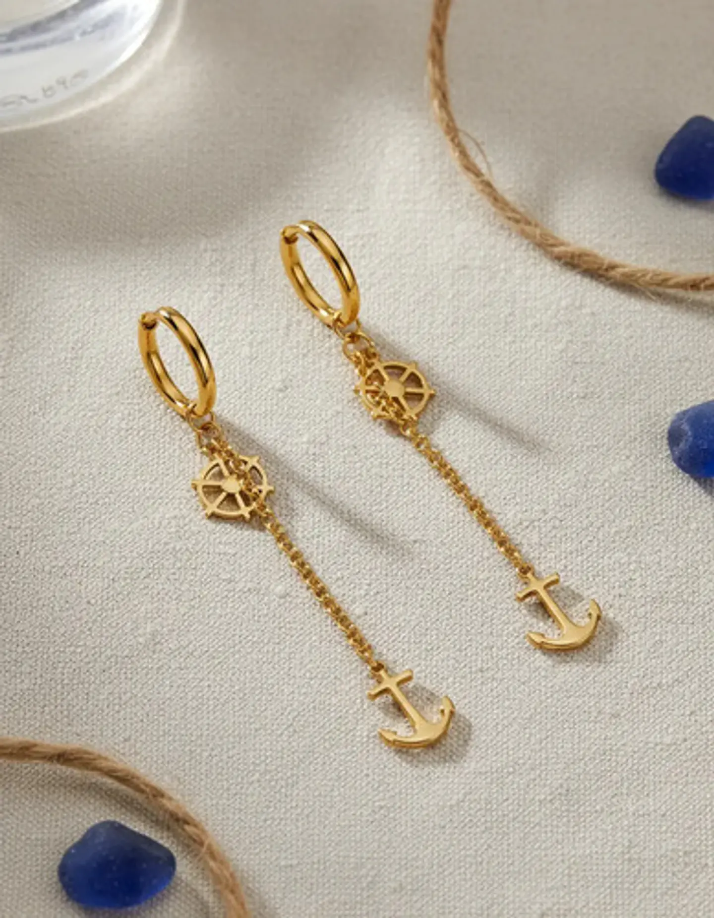 Aretes Para Hombres Mujeres Pendientes Cadena Timón Y Ancla 6