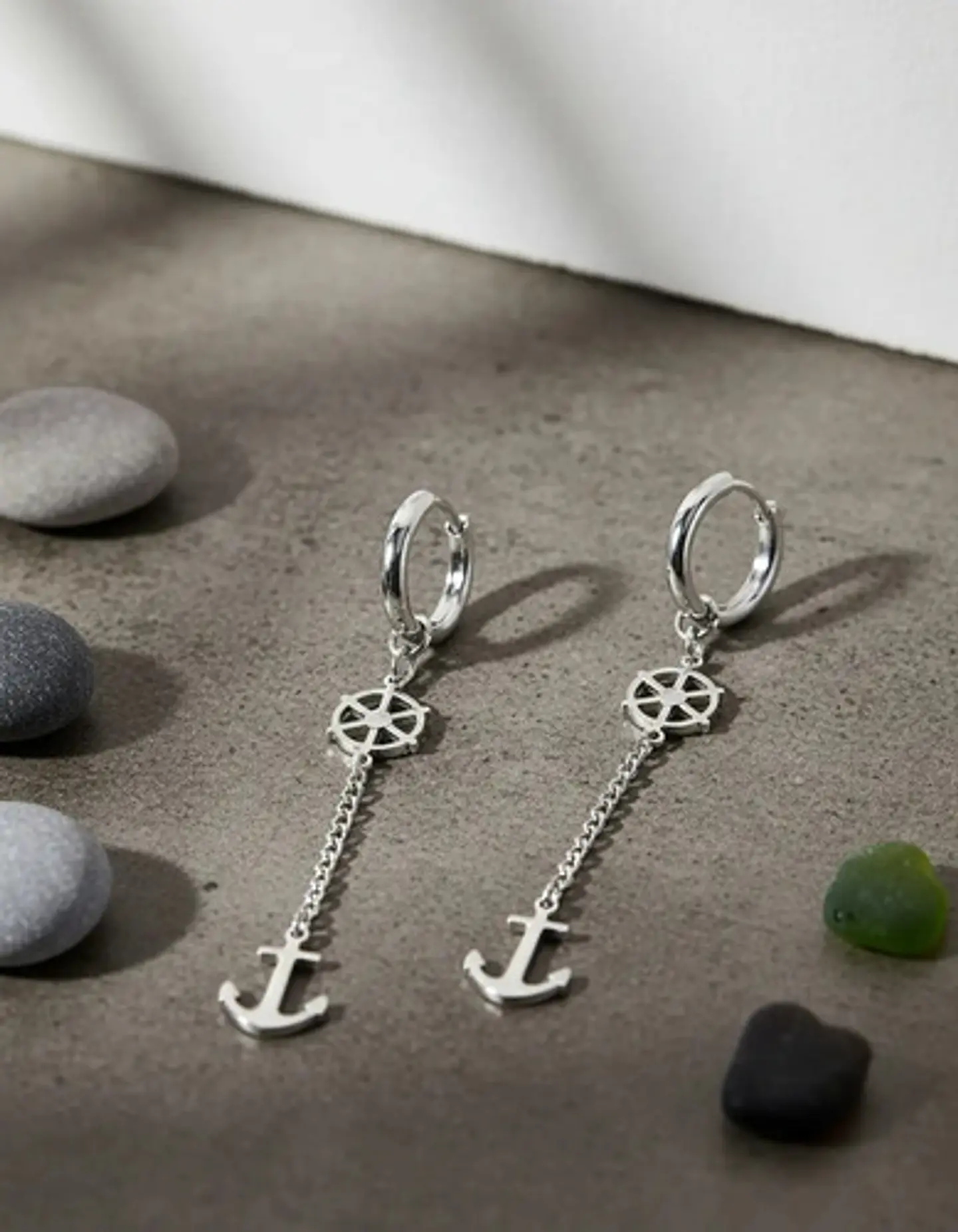 Aretes Para Hombres Mujeres Pendientes Cadena Timón Y Ancla 11